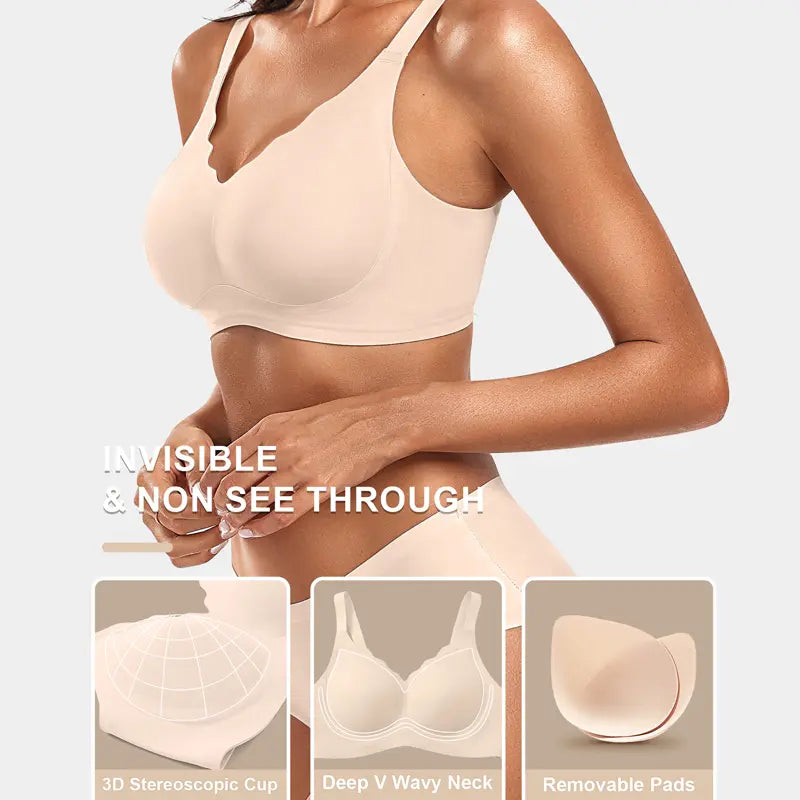 LaceEdge CloudWire Bralette - Seamless Full Coverage, Adjustable Everyday Comfort SG