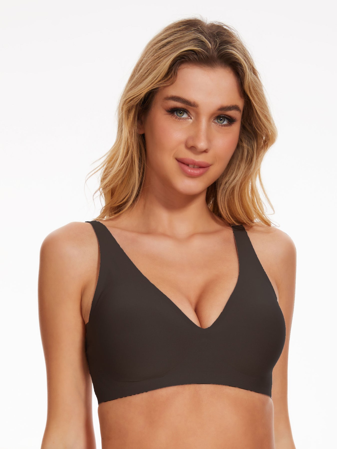 Womens Comfortable Wireless Bras Push Up Bralettes Seamless Tshirts Bras Deep V Everyday Bras TK85