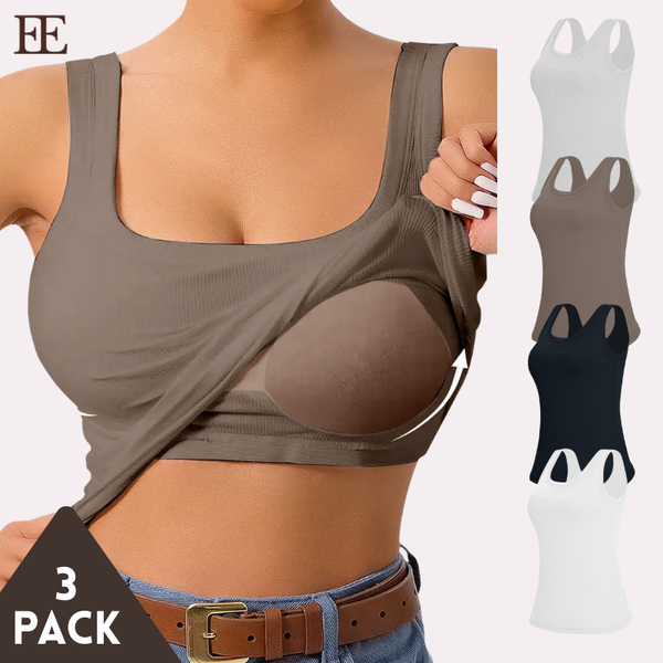 Élan FlexCore Sports Tank: Seamless Wireless, Removable Pads, Multi-Activity（3 Pack）