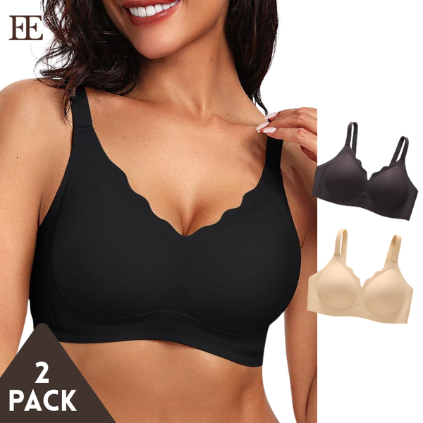 LaceEdge CloudWire Bralette - Seamless Full Coverage, Adjustable Everyday Comfort (2 Pack)