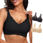 LaceEdge CloudWire Bralette - Seamless Full Coverage, Adjustable Everyday Comfort (2 Pack)