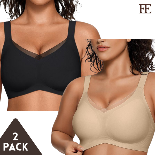 AuraCool Plus Size Bra - Minimizer Underwire with SmoothTec™ Full Coverage（2 Pack）