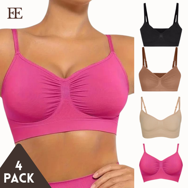 Women's Wireless Seamless Bra - Comfort Up to 44DD, Unlined（4 Pack）